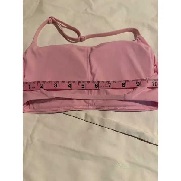 Light Pink Halter Bandeau Bikini Top‎ Adjustable Strap Solid Minimalist Swimwear - Image 5