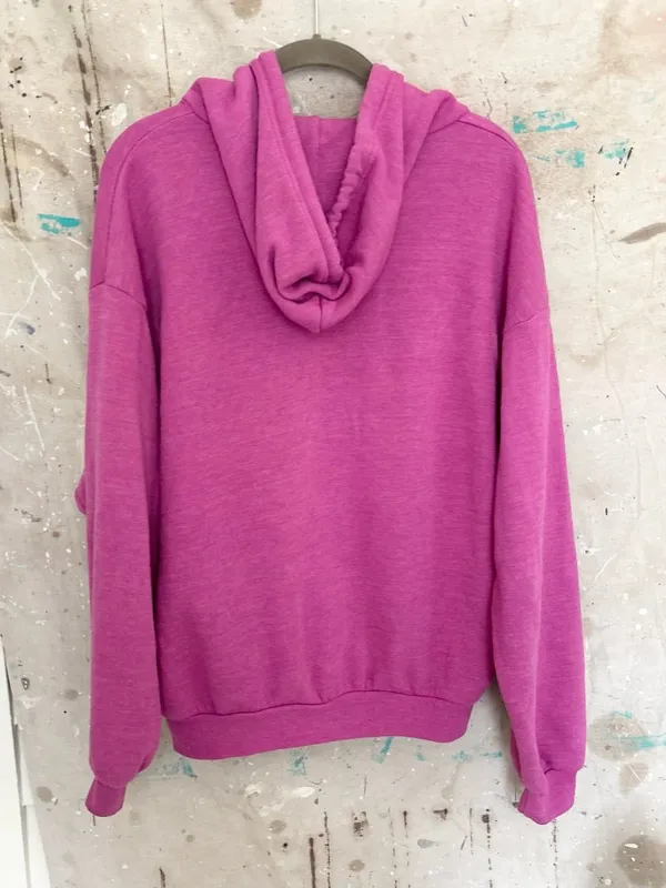 Aviator Nation 5 Stripe Zip Hoodie Relaxed in Magenta - Image 5