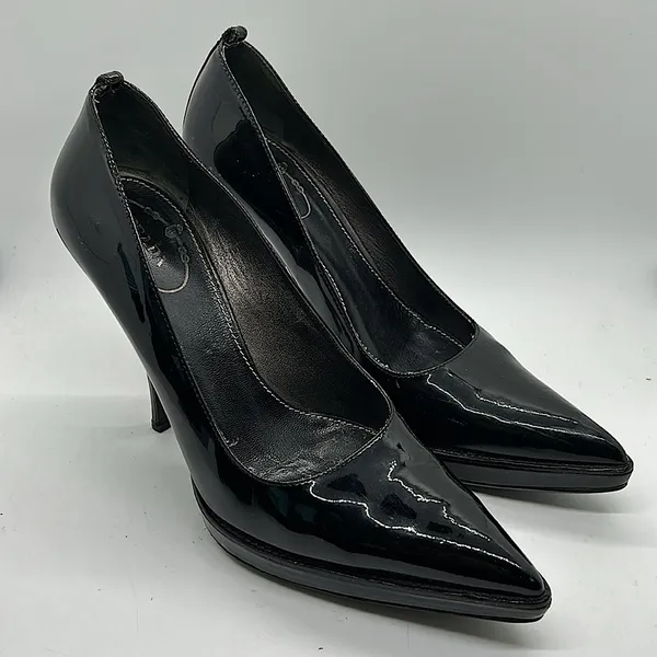 Prada Authenticated Black Patent Leather Stiletto Heel Shoes **Sz 38/US Size 8** - Image 2
