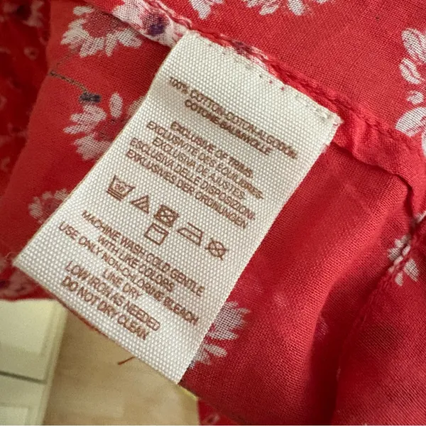 FREE PEOPLE Never A Dull Moment Blouse Cotton Red Floral Size‎ Small Boho - Image 8