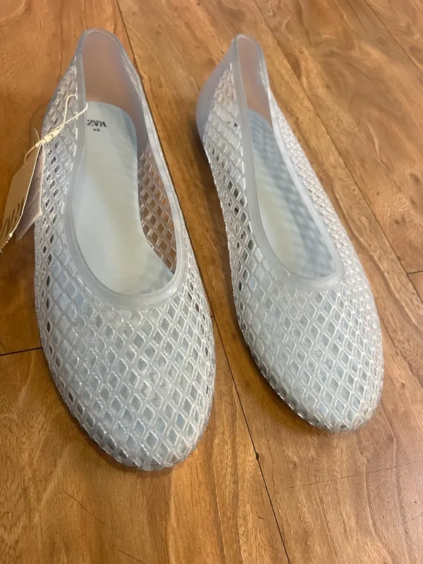 Zara Light blue Mesh Slip-On jelly ballet Flats Sz 9 - Image 4