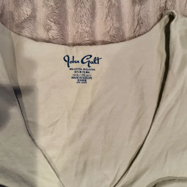 John‎ Galt Brandy Melville Sage Green Tie Front Lettuce Edge Ribbed Crop Top OS - Image 3