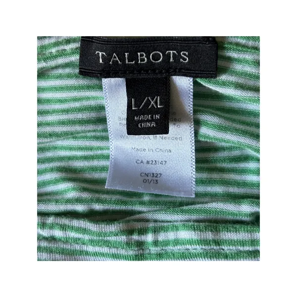 Talbots Womens Green White Striped‎ Knit Poncho L/XL - Image 3