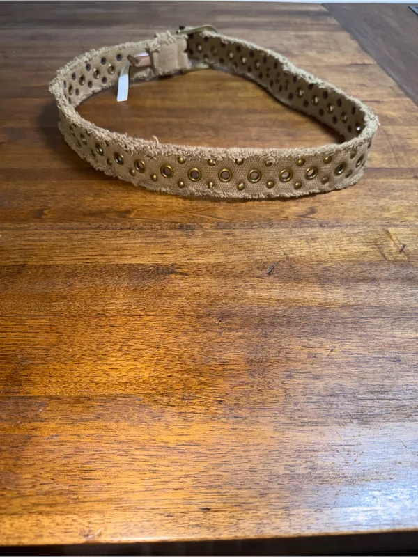 Free People Roads Untraveled Canvas Frayed Embellished‎ Studded Grommet Belt - Image 2