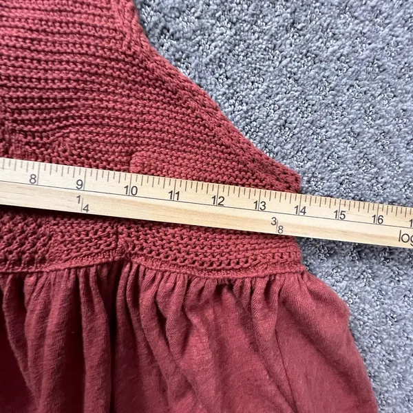 Free People Road Trip Tank Top Womens XS Brown Crochet‎ Halter Open Back Peplum - Image 12