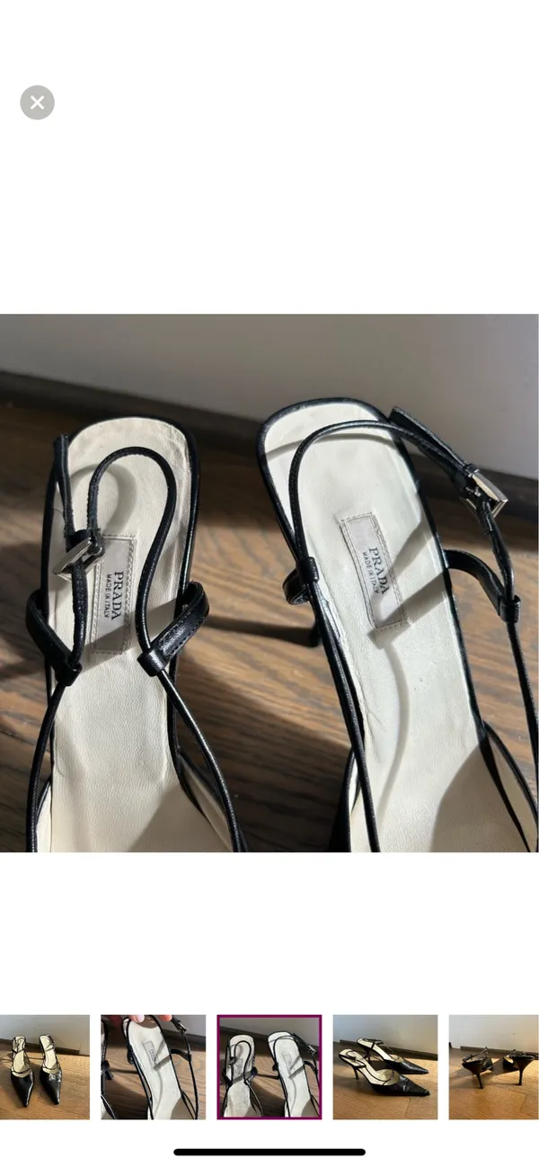 Authentic Vintage Prada Strappy Kitten Heels - Image 5