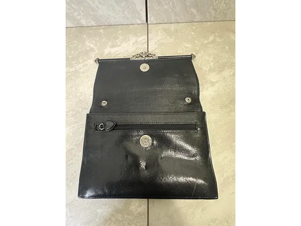 Vintage Brighton black croc-embossed leather snap button organizer/wallet/clutch - Image 9