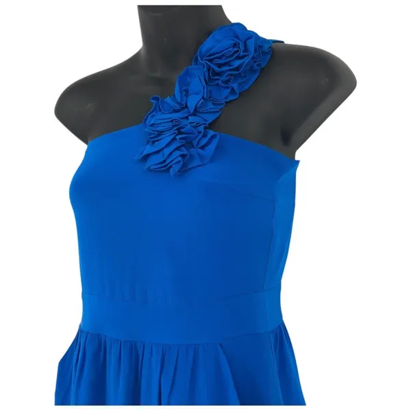 YUMI KIM Womens Blue Floral Ruffle‎ Mini Dress One Shoulder Size XS - Image 2