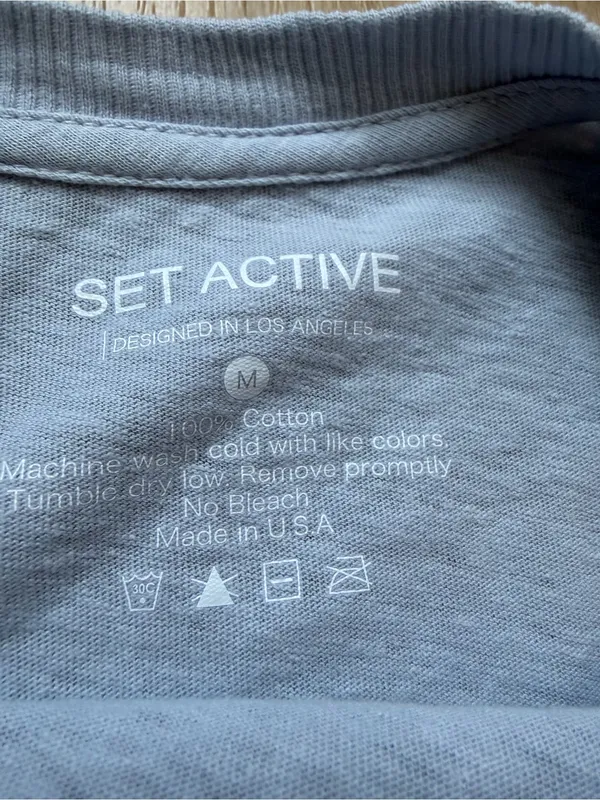 SET Active Crewneck Short Sleeve Baby Blue Baby Tee Medium 100% Cotton Crop Top - Image 6
