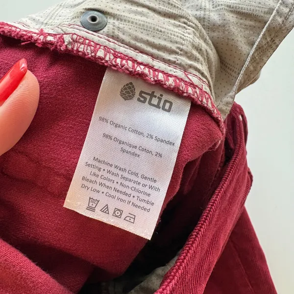 Stio Corduroy Pants‎ Womens 6S Burgundy Rivet Slim Leg Organic Cotton Stretch - Image 5