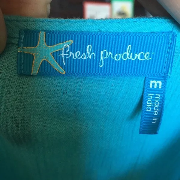 Fresh Produce M bright blue crepe split neck blouse - Image 3