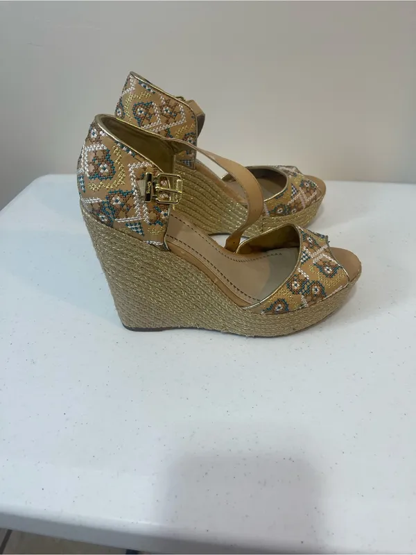 Circus by Sam Edelman Tan Multicolor Embroidered Espadrille Wedges - Image 6