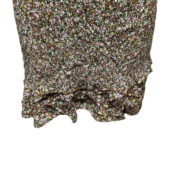 Faithfull The Brand Es‎ Saada Floral Smocked Dress Brown Pink Size 2 - Image 6