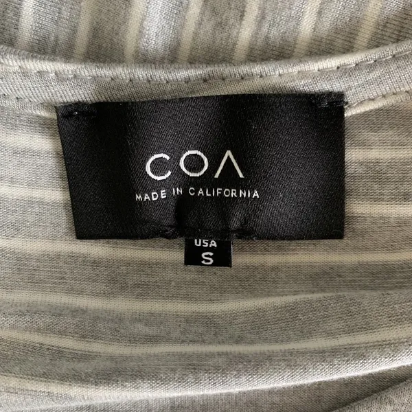 Anthropologie COA Small Gray Striped Short Sleeve Midi Dress - Image 6