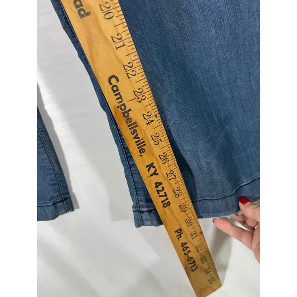 XXI Wide‎ Leg Denim Jeans Women' Sz 28 Blue Wash Flare Cropped Trendy Retro Chic - Image 10