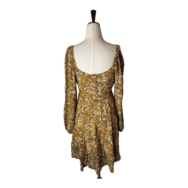 Faithfull The Brand Dress Women 4 Gold Indira Balloon Sleeve Paisley Mini‎ Boho - Image 4