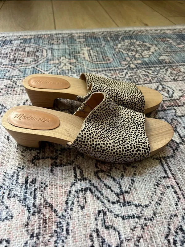 Madewell The Evelyn Slide Clog in Spotted Calf Hair Size 8 - Image 2