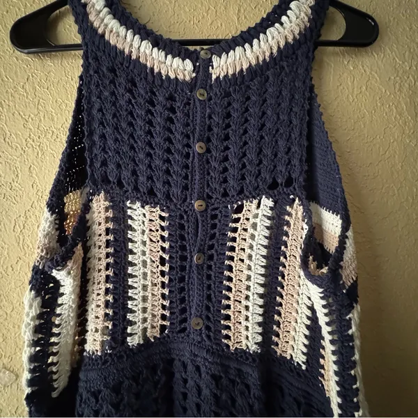 Cleobella Navy and Cream Midi Dress - Image 5