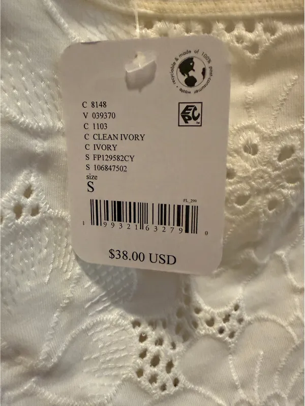 Intimately FP Clean Ivory Lace Crop Top Size S White - Image 2