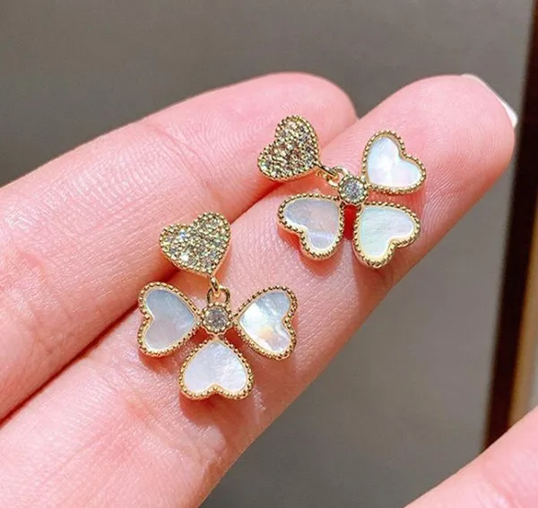 Elegant Flower Love Heart Dangle Drop Earrings for Women - Image 2