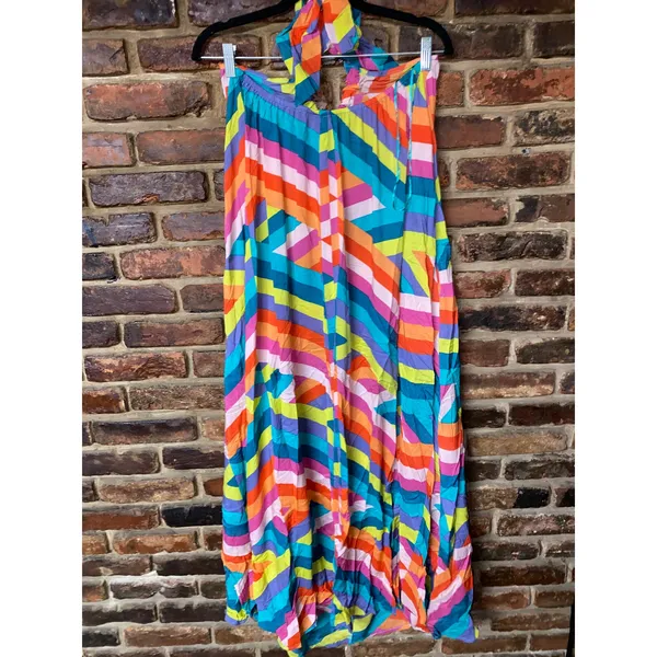 NWT South Moon Under Juniper Blu Rainbow Striped Maxi Dress Women's Size Small - Image 8