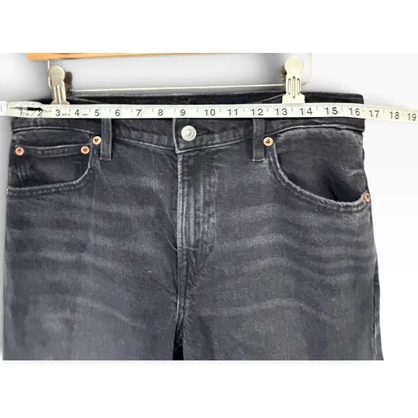 American Eagle High Waisted Cuffed Stovepipe Jean Womens 8 Black Classic Denim - Image 8