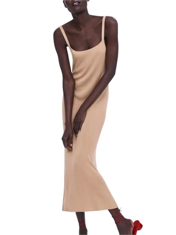 ZARA Knit Sleeveless Slip Maxi Dress SMALL - Image 2