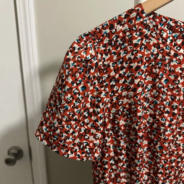 Red White Blue Heart Cheetah Print Mini Short Sleeve Dress size XS - Image 2