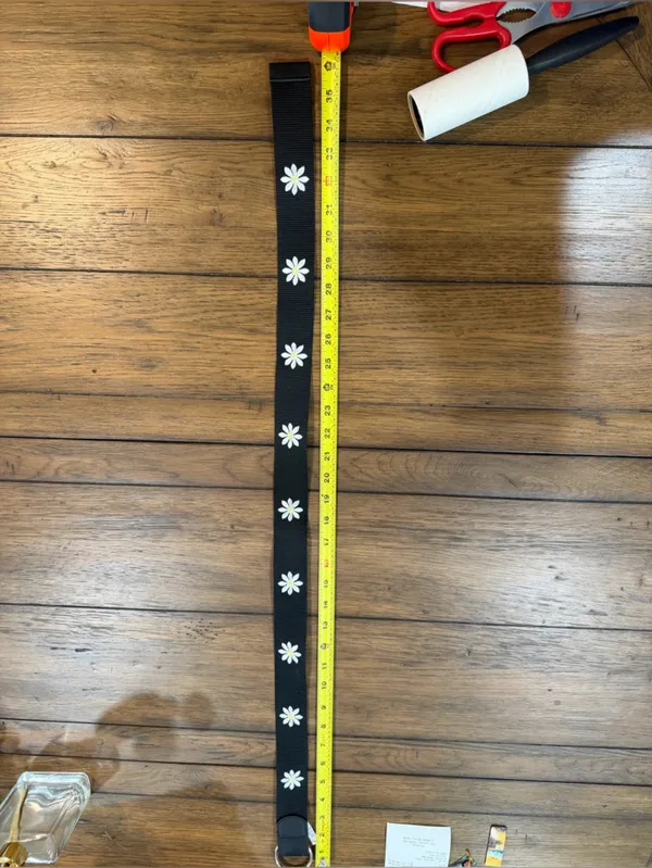 Target Black Daisy Webbing Belt with White Flowers X-Small - Image 6