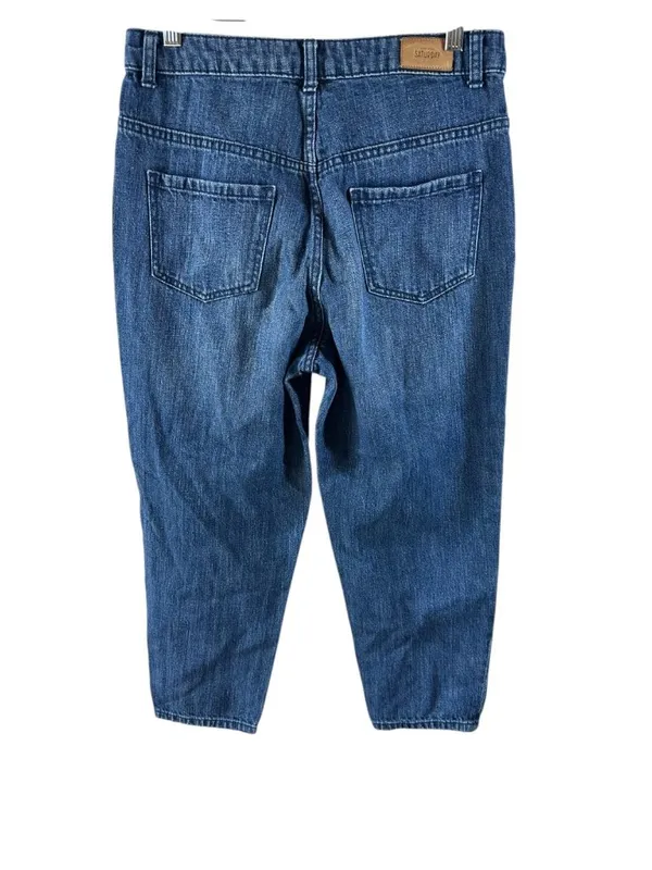 Kate Spade Saturday Cropped Jeans Women's 27 Blue 100% Cotton Barrel Leg - Image 4