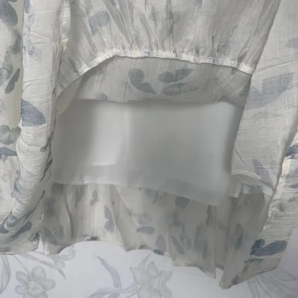 Kindred Size-L Dress White Blue Butterfly Knee Length Ruffle‎ - Image 8