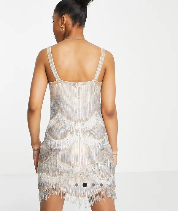ASOS Miss Selfridge embellished gold mini dress - Image 2