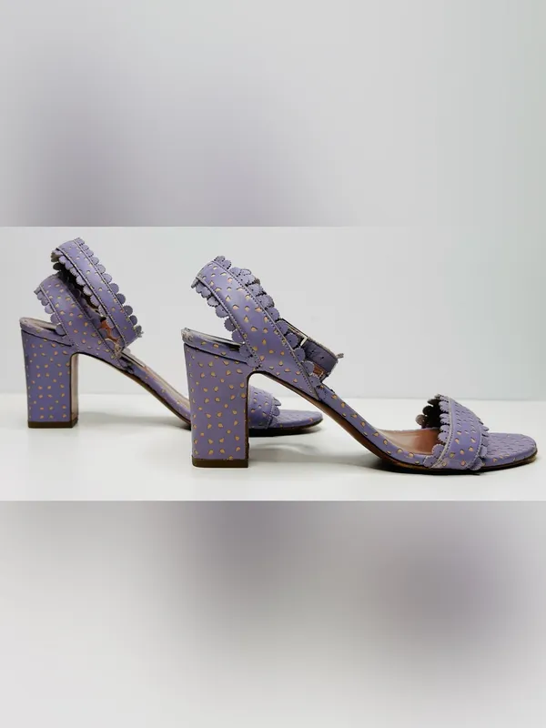 Tabitha Simmons Leticia Lavender Purple Perforated Leather Sandals Heels Shoes - Image 3