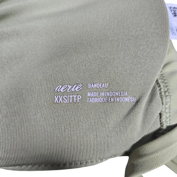 Aerie Ruched Bandeau Bikini Top in Dried Sage XXS‎ NWT - Image 5