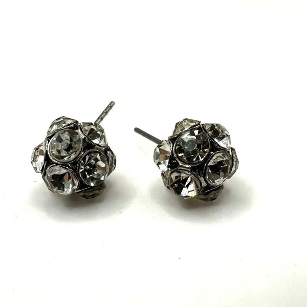Rhinestone disco ball post earrings Silver - Image 3