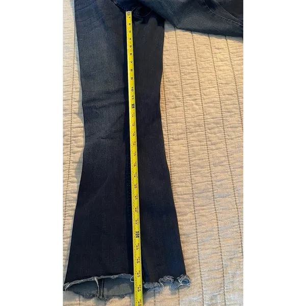 Kancan Women’s Jeans Sz 13 (30) Midrise‎ Flare Leg Dark Wash Raw Hem Western - Image 11
