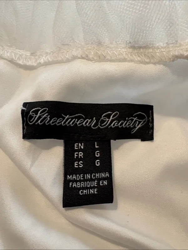 Streetwear Society Large White Layered Tulle Ruffle Dress Bling Waistline - Image 3