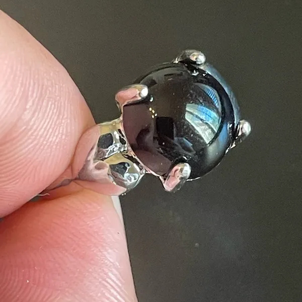Black agate S925 silver ring size 7.75 - Image 5
