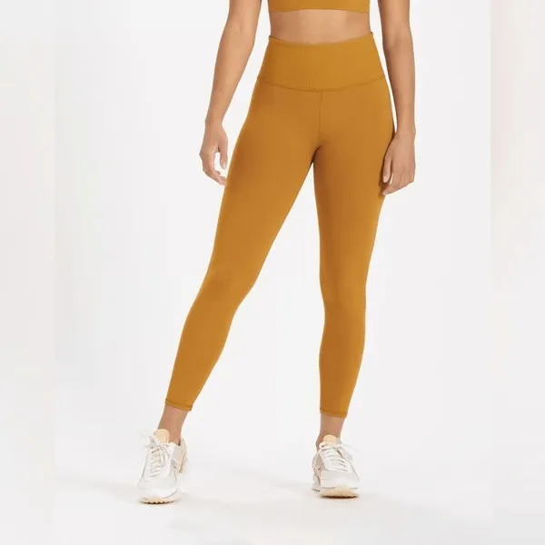 Vuori Rib Studio Leggings in the Dark Golden (Mustard)‎ Workout Gym Small - Image 9