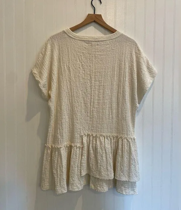 FP BEACH by Free People Marni Asymmetrical Ruffle Tunic Mini Dress Cream Size S - Image 5