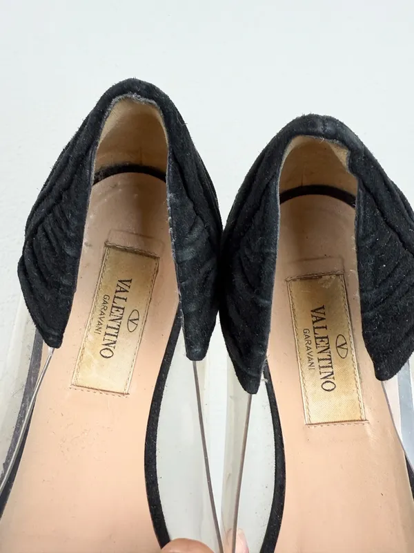 Valentino Garavani Black Pleated Suede Point Toe Flats Size 36/ US 6 - Image 12