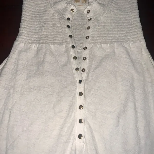 Nation LTD - Posey High Neck Snap Tank in White - Image 6