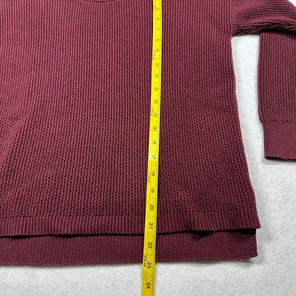 Madewell Women’s Waffle Knit Crewneck Sweater Size M Burgundy Pullover - Image 7