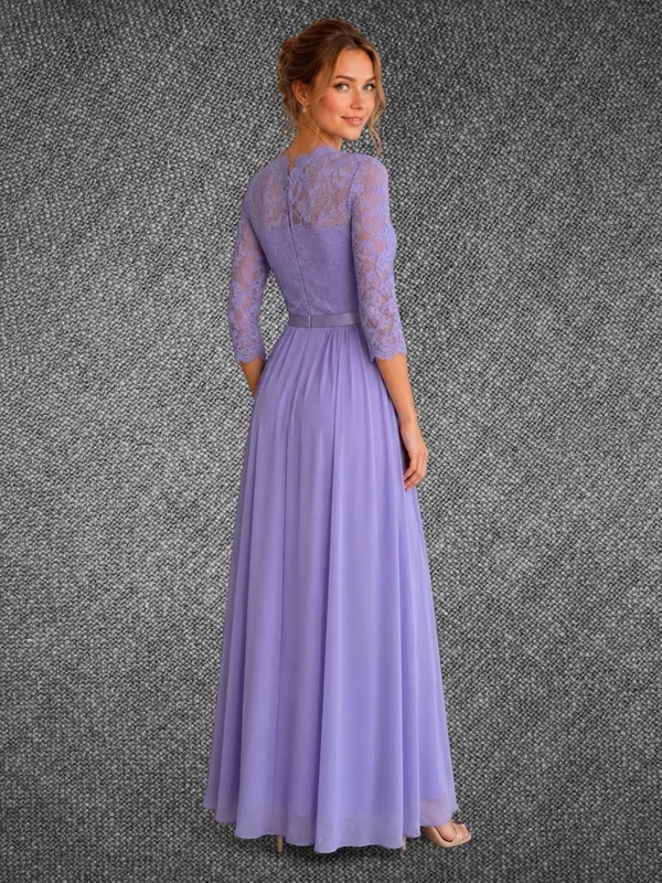 Miusol Lavender Lace Chiffon A-Line Formal Maxi Dress Size 9 - Image 8