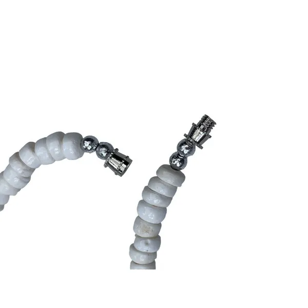 White Shell Beaded Necklace With Silver-Tone Clasp 16" Island Edge Hand-Crafted - Image 4