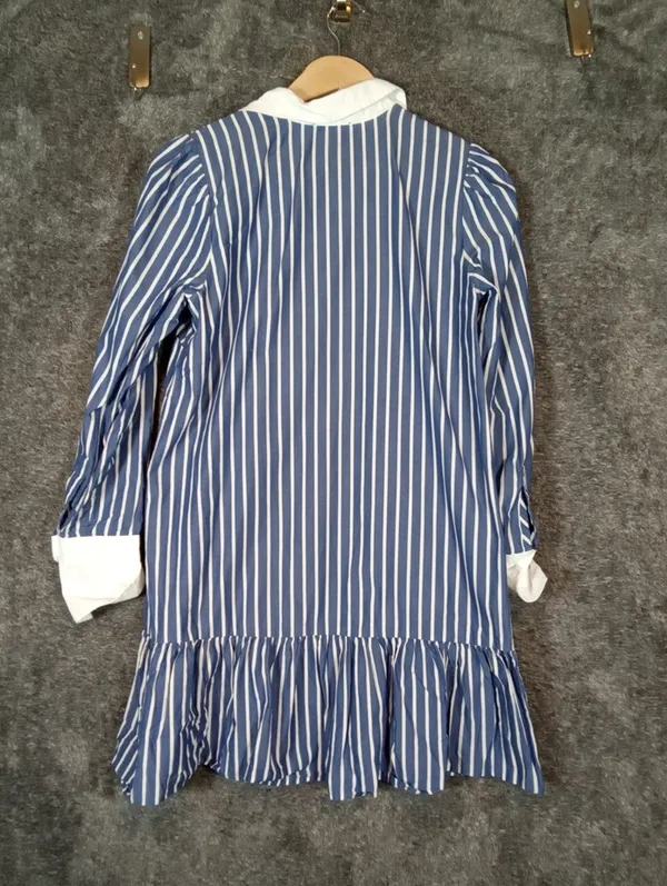 J Crew Tiered Shirt Dress In Cotton Poplin Mini Belted Ruffle Hem Preppy Nautica - Image 7