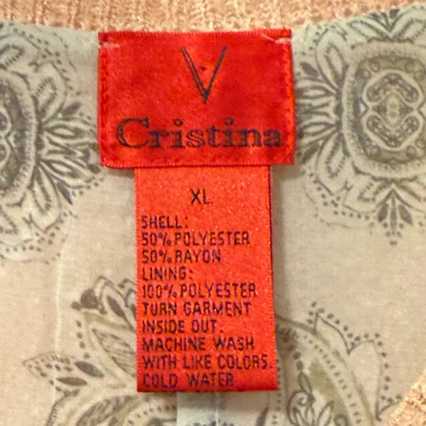 V‎ Christina Crochet Knit Scalloped Hem Sweater Peach Orange Size XL - Image 8