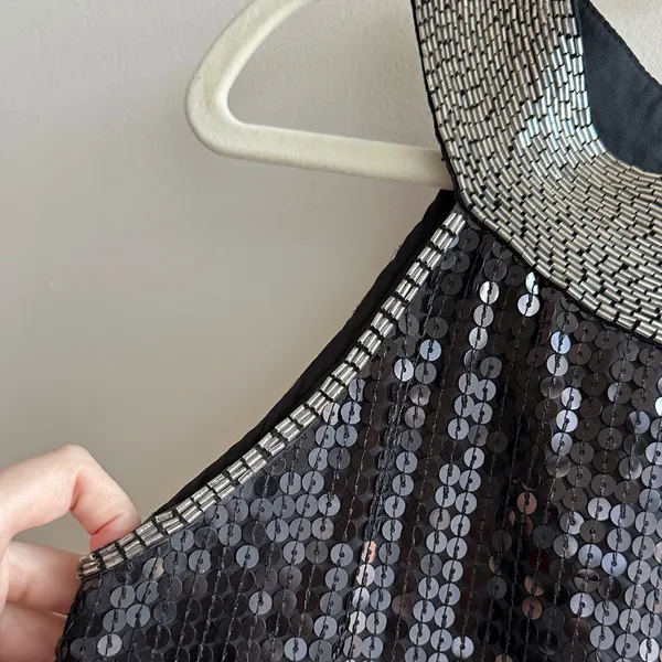 Miss Me Beaded Neck Sequin Mini Y2K Cocktail Dress, Black/Silver, Size Medium - Image 6