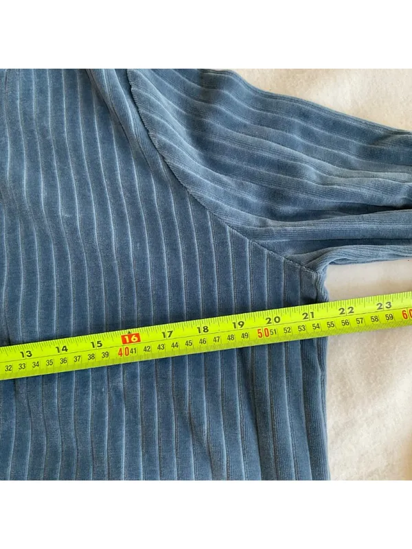 Sézane Blouson Iris cotton velvet jacket vintage blue SZM bust 43in - Image 6