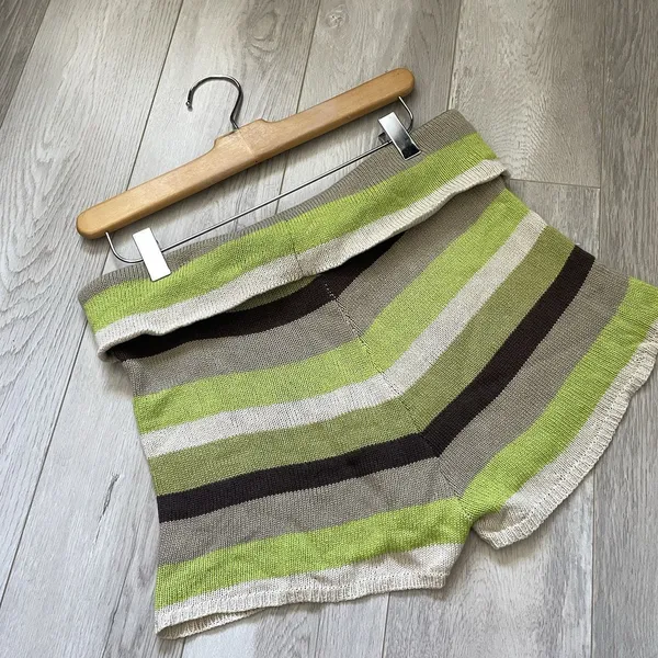 Outcast Striped Shorts foldover knit womens Green Brown small medium loungewear - Image 5